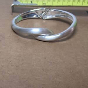 Polished Silver Twist Bangle Bracelet - Classic Silver Tone